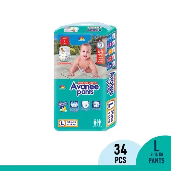 Avonee Pant Style Baby Diaper L (9 - 14) kg - 34pcs